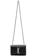 Saint Laurent Small Monogramme Kate Chain Bag in Black & Silver, view 6, click to view large image.