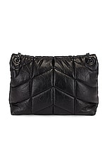 Saint Laurent Medium Loulou Puffer Chain Bag in Black, view 3, click to view large image.