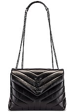 Saint Laurent Small Loulou Chain Bag in Black & Black, view 6, click to view large image.