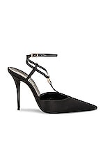 Saint Laurent Gillian Ankle Strap Pump in Nero, view 1, click to view large image.