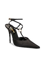 Saint Laurent Gillian Ankle Strap Pump in Nero, view 2, click to view large image.