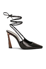 Saint Laurent Tom Lace Up Pump in Nero, view 1, click to view large image.