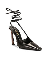 Saint Laurent Tom Lace Up Pump in Nero, view 2, click to view large image.