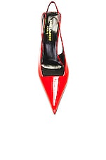 Saint Laurent Paloma Slingback Pump in Highlighter Coral, view 4, click to view large image.