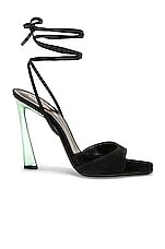 Saint Laurent Vitti Wrap Around Sandal in Nero & Hope Green, view 1, click to view large image.