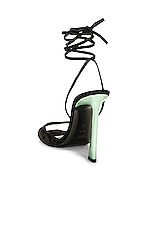 Saint Laurent Vitti Wrap Around Sandal in Nero & Hope Green, view 3, click to view large image.