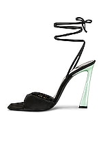 Saint Laurent Vitti Wrap Around Sandal in Nero & Hope Green, view 5, click to view large image.