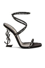Saint Laurent Opyum Crystal Sandal in Nero & Jet, view 1, click to view large image.