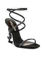 Saint Laurent Opyum Crystal Sandal in Nero & Jet, view 2, click to view large image.