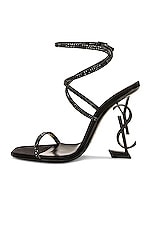 Saint Laurent Opyum Crystal Sandal in Nero & Jet, view 5, click to view large image.