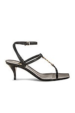 Saint Laurent Cassandra Sandal in Nero, view 1, click to view large image.