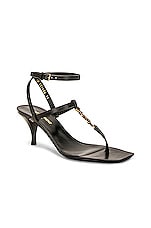 Saint Laurent Cassandra Sandal in Nero, view 2, click to view large image.