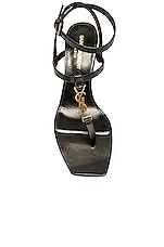 Saint Laurent Cassandra Sandal in Nero, view 4, click to view large image.