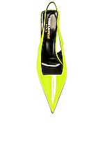 Saint Laurent Paloma Slingback Pump in Highlighter Yellow, view 4, click to view large image.