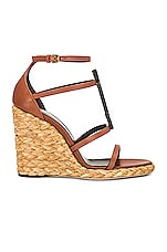 Saint Laurent Cassandra Espadrille Wedge Sandal in New Papaya, view 1, click to view large image.