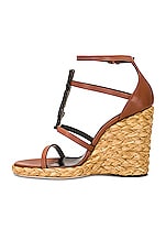Saint Laurent Cassandra Espadrille Wedge Sandal in New Papaya, view 5, click to view large image.