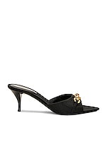 Saint Laurent Buckle Mule Sandal in Nero, view 1, click to view large image.