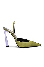 Saint Laurent Tom Slingback Pump in Lime Nero & Pery Lill, view 1, click to view large image.