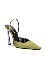 Saint Laurent Tom Slingback Pump in Lime Nero & Pery Lill, view 2, click to view large image.