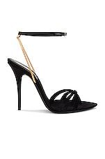 Saint Laurent Ankle Strap Sandal in Nero, view 1, click to view large image.