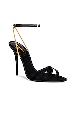 Saint Laurent Ankle Strap Sandal in Nero, view 2, click to view large image.