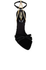 Saint Laurent Ankle Strap Sandal in Nero, view 4, click to view large image.