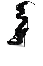 Saint Laurent Gippy Suede Lace Up Sandal in Nero, view 3, click to view large image.