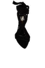 Saint Laurent Gippy Suede Lace Up Sandal in Nero, view 4, click to view large image.