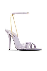 Saint Laurent Ankle Strap Sandal in Poly Grey, view 2, click to view large image.