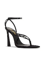 Saint Laurent Gippy Thong Sandal in Nero, view 2, click to view large image.