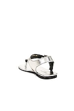 Saint Laurent Ankle Strap Flat Sandal in Argento, view 3, click to view large image.