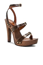 Saint Laurent Jota Clog Sandal in Toffee, view 2, click to view large image.