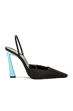 Saint Laurent Tom Slingback Pump in Nero & Heavenly Blue, view 1, click to view large image.