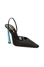 Saint Laurent Tom Slingback Pump in Nero & Heavenly Blue, view 2, click to view large image.