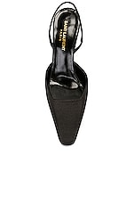 Saint Laurent Tom Slingback Pump in Nero & Heavenly Blue, view 4, click to view large image.