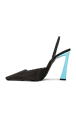 Saint Laurent Tom Slingback Pump in Nero & Heavenly Blue, view 5, click to view large image.