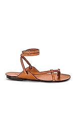 Saint Laurent Ankle Strap Flat Sandal in Cuoio, view 1, click to view large image.