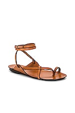Saint Laurent Ankle Strap Flat Sandal in Cuoio, view 2, click to view large image.