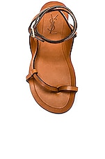 Saint Laurent Ankle Strap Flat Sandal in Cuoio, view 4, click to view large image.
