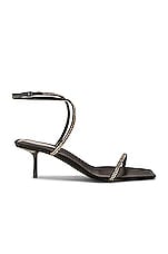 Saint Laurent Nuit Sandal in Nero & Greige, view 1, click to view large image.