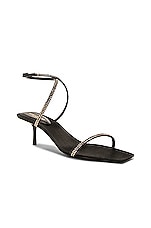 Saint Laurent Nuit Sandal in Nero & Greige, view 2, click to view large image.