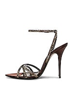 Saint Laurent Crystal Ankle Strap Sandal in Brown, view 5, click to view large image.