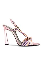 Saint Laurent Strappy Sandal in Malva, Peach & Gerbera, view 1, click to view large image.