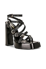 Saint Laurent Strappy Sandal in Nero, view 2, click to view large image.