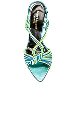Saint Laurent Strappy Sandal in Cerulean & Giallo Fluo, view 4, click to view large image.