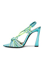Saint Laurent Strappy Sandal in Cerulean & Giallo Fluo, view 5, click to view large image.