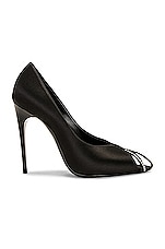 Saint Laurent Alix Pump in Nero & Silver, view 1, click to view large image.