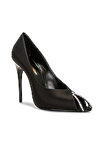 Saint Laurent Alix Pump in Nero & Silver, view 2, click to view large image.