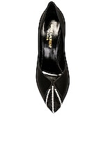 Saint Laurent Alix Pump in Nero & Silver, view 4, click to view large image.