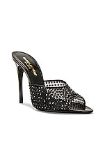 Saint Laurent Blonde Mule Sandal in Nero & Jet, view 2, click to view large image.